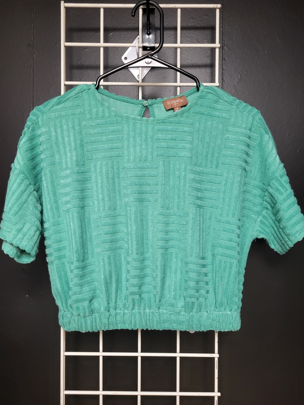 Nwt, Buckle Women’s Teal Textured Short Sleeve Crop Top, Small